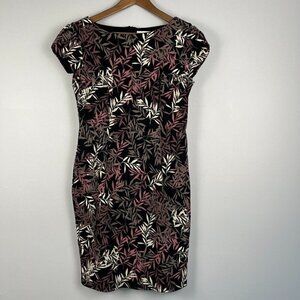 Apricot career dress cap sleeves top lined stretch black pink size M